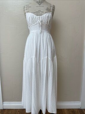 Hello Molly White Swiss-Dot Maxi Dress